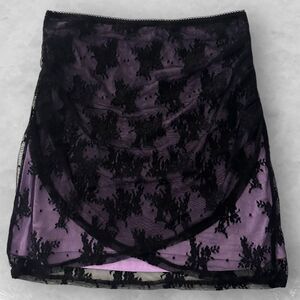 UO Black Lace Overlay Purple Mini Skirt